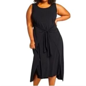 Lane Bryant Black Jersey Tie Front Midi Dress NWT